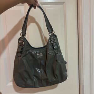 Coach Dark Gray Patent Leather Shoulder Bag